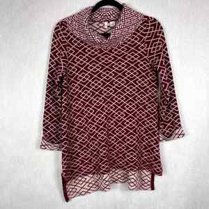 Moth by Anthropologie Turtle Neck Sweater Red Rouge Womens Size Small Split Hem